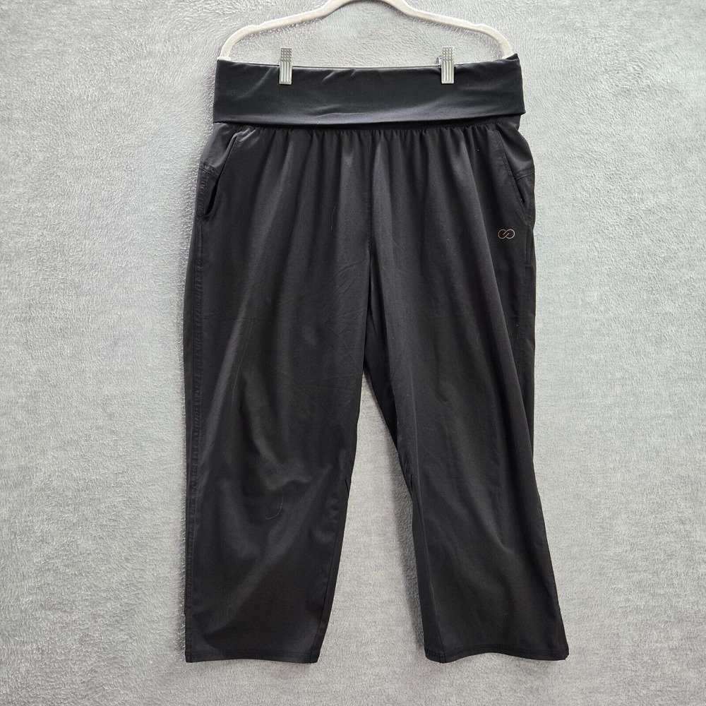 CALIA Women Activewear Pants Medium Black Capri‎ High Rise Pockets 20" Inseam